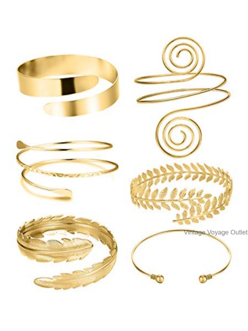 6pc Arm Cuff Set Upper Arm Bracelet Bangle for Women Adjustable Armband Jewelry